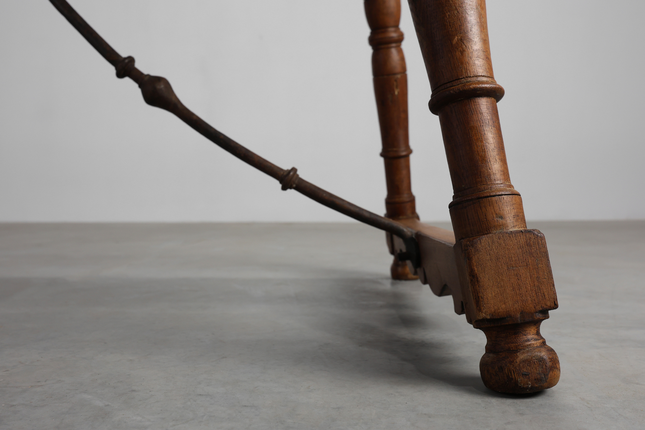 18th‑Century Spanish Walnut Trestle Table with Iron Stretcherthumbnail